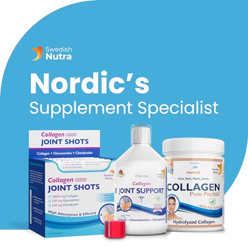 Swedish Nutra Collagen 10000 Joint Shots | High Strength Type 1, 2 & 3 Collagen for Body, Joints & Ligaments