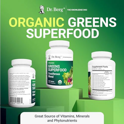 Dr. Berg's Greens Superfood Cruciferous Vegetable Tablets - Vegetable Supplements