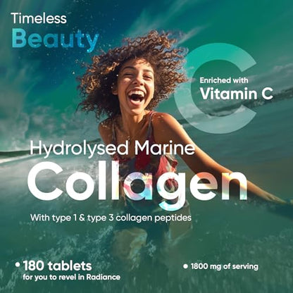 Hydrolysed Marine Collagen Tablets 1800mg - Collagen Supplements for Skin, Hair, and Slumber- for Men & Women