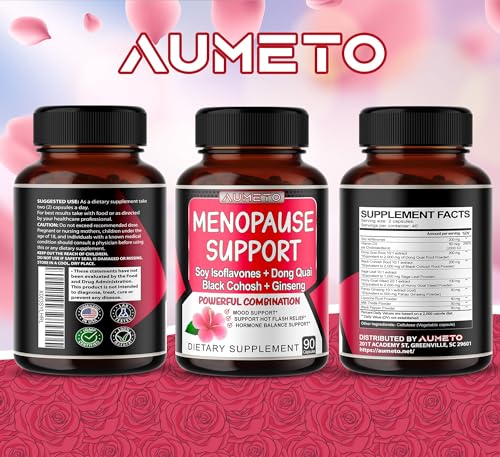 AUMETO Ultra Menopause Support for Women with Soy Isoflavones, Dong Quai, Black Cohosh