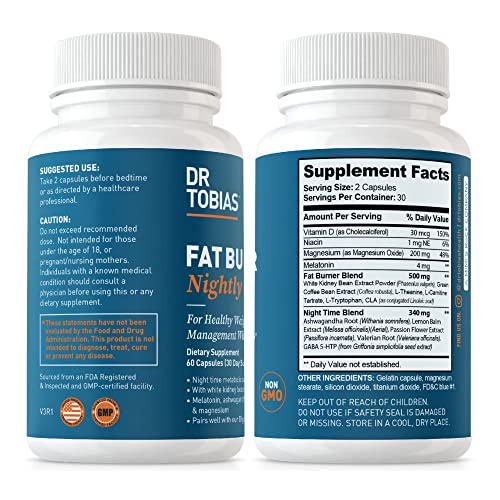 Dr. Tobias Fat Burner Nightly, Night Time Metabolic Support with White Kidney Bean Extract