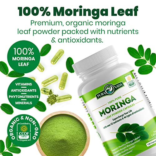 PURA VIDA MORINGA Moringa Capsules Single Origin Organic Moringa Powder. Moringa