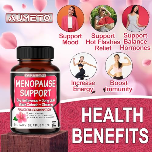 AUMETO Ultra Menopause Support for Women with Soy Isoflavones, Dong Quai, Black Cohosh