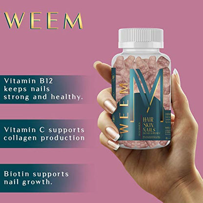 WEEM Biotin Gummies for Hair, Skin and Nails - Vegan Vitamins for Men & Women