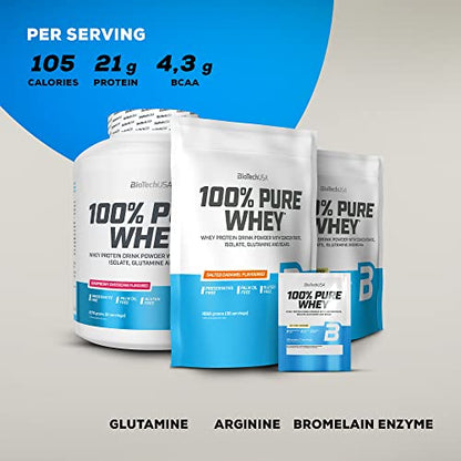 BioTechUSA 100% Pure Whey | Protein Powder with BCAA and Glutamine | Gluten-Free, Palm Oil Free