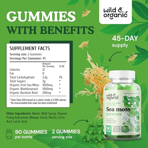 Sea Moss Gummies Vegan - Superfood Wildcrafted Seamoss Gummy Vitamins for Keto