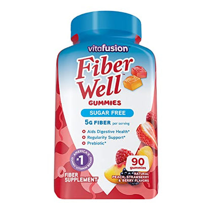 Vitafusion Fiber Well Sugar Free Fiber Supplement & Chewable Calcium Gummy Vitamins