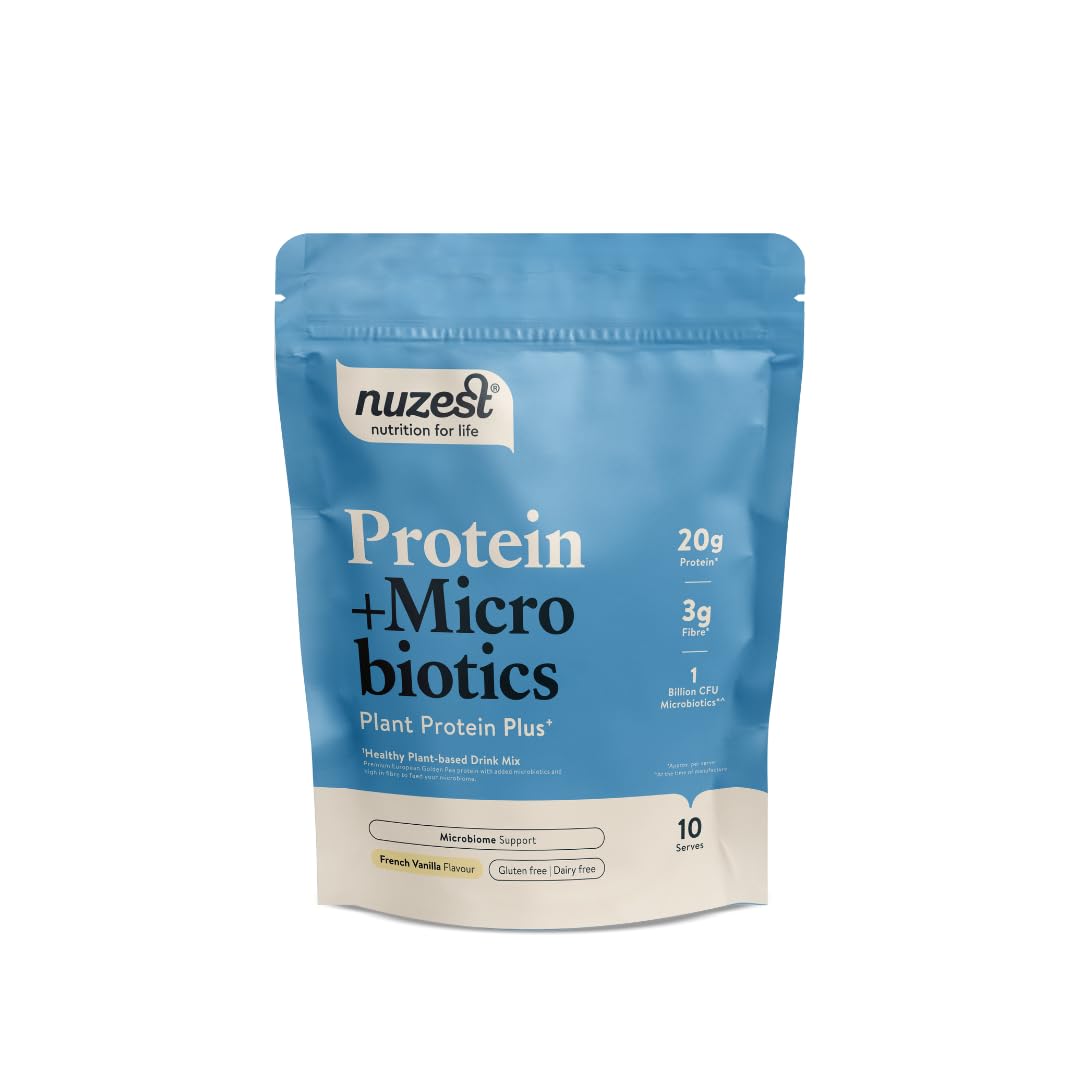 Nuzest - Protein + Microbiotics – Gut Health - Plant Protein Powder - French Vanilla, 300g (10 Servings)