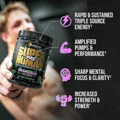 ALPHA LION Superhuman Pre Workout Powder, Beta Alanine, L-Taurine & Tri-Source