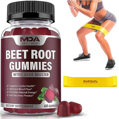 Beet Root Gummies with CoQ10, Energy, and Circulation Support, Pre Workout Nitric Oxide