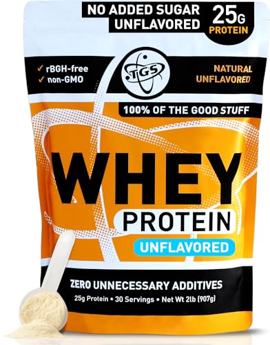 TGS 100% Whey Protein Powder Unflavored, Unsweetened, Keto Friendly - 2lb - All Natural