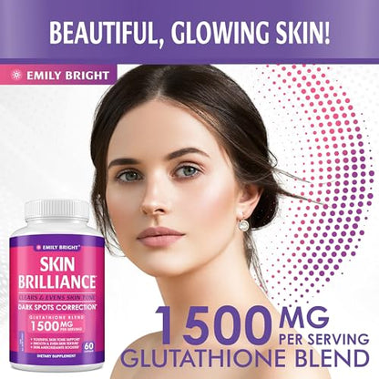 Glutathione Capsules - 1,500mcg Glutathione Supplement - Skin Tone Enhancer - Targets