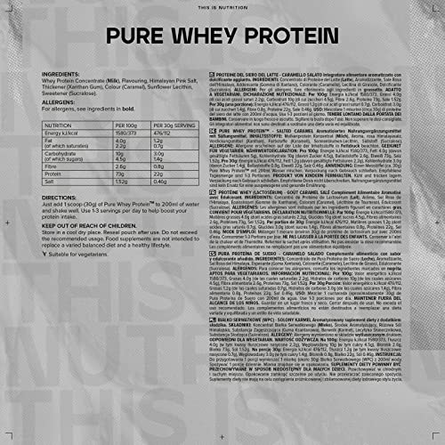 Bulk Pure Whey Protein Powder Shake, Salted Caramel, 500 g, Packaging May Vary