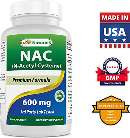 Best Naturals NAC N-Acetyl-Cysteine 600 mg 250 Capsules