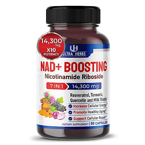 NAD+ Supplement 14,300mg with Nicotinamide Riboside NR, Trans Resveratrol, Quercetin 