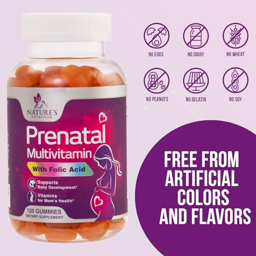 Nature's Prenatal Multivitamin Gummy with Folic Acid, Prenatal Vitamins w/Folate, Choline, Vitamin A