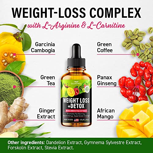 Weight Loss Drops Natural Detox Made in USA - Diet Drops for Fat Loss - Effective Appetite