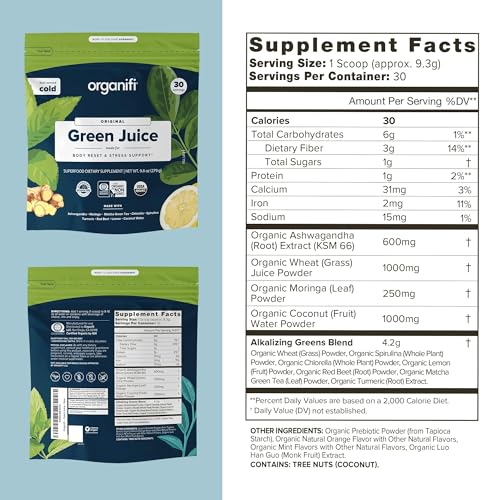 Organifi Green Juice - Organic Superfood Powder - 180-Day Supply - Organic Vegan Green