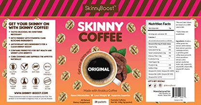 Skinny Boost Skinny Coffee- (Unflavored) Instant Sticks Made with Arabica Coffee, Garcinia