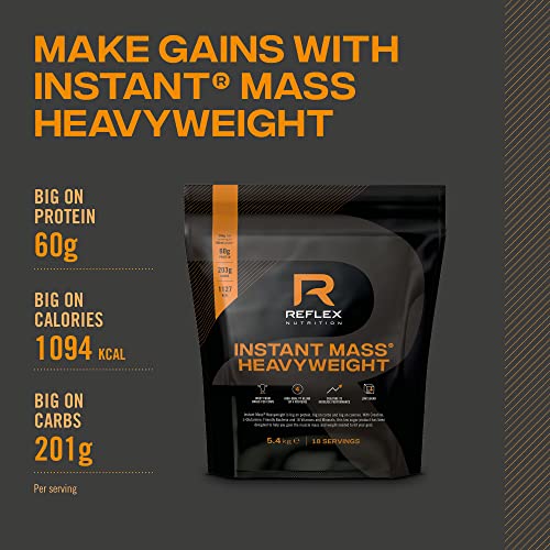 Reflex Nutrition Instant Mass Heavyweight, Mass Protein Powder, Over 1000 Calories Per Serving, 60g Protein