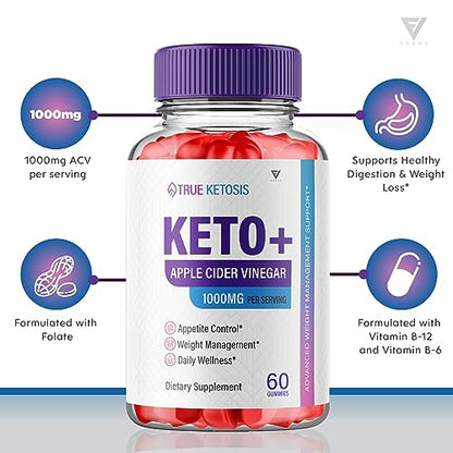 (2 Pack) True Ketosis Keto Gummies for Weight Loss, True Ketosis Keto ACV Gummies