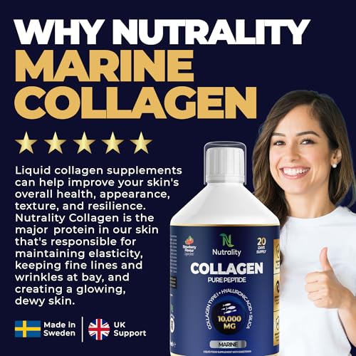 Nutrality Marine Collagen Sugar Free Liquid | Peptides, Hyaluronic Acid, Silica, Biotin, 10000mg Type 1