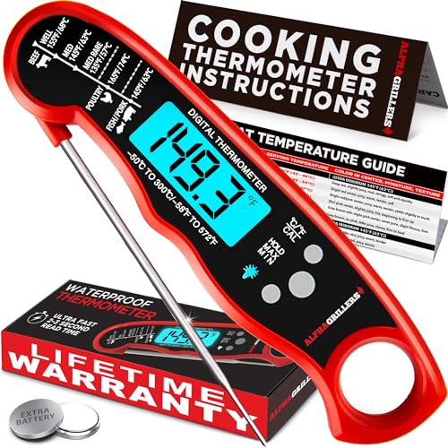 Alpha Grillers Instant Read Meat Thermometer for Grill and Cooking. Best Waterproof Ultra