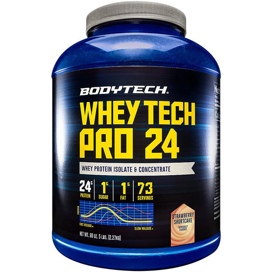 BODYTECH Whey Tech Pro 24 Protein Powder - Protein Enzyme Blend with BCAA's to Fuel