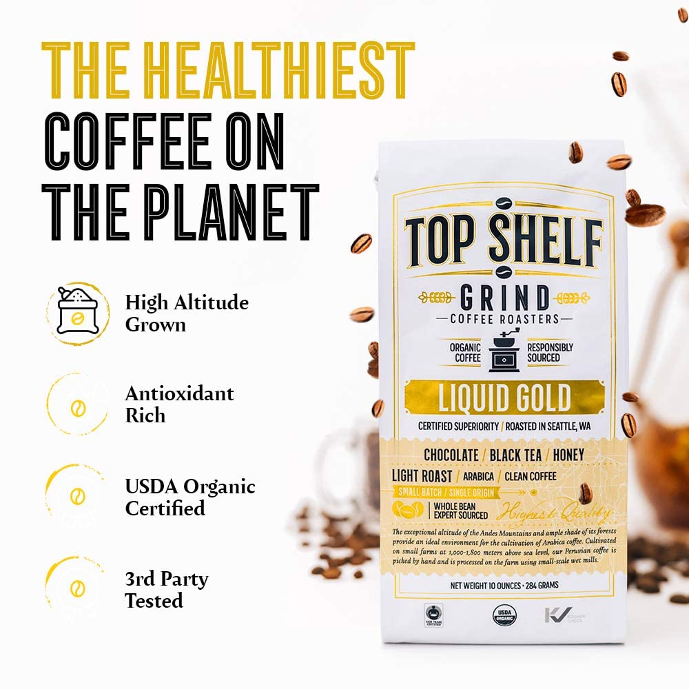 Organic Light Roast Whole Bean Coffee, The Best Espresso Beans from Peru