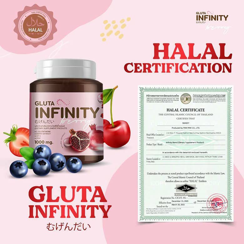 Gluta Infiniy 1000mg L-Glutathione Supplement Tripeptide Fish Collagen L-Glutamine Ascorbic