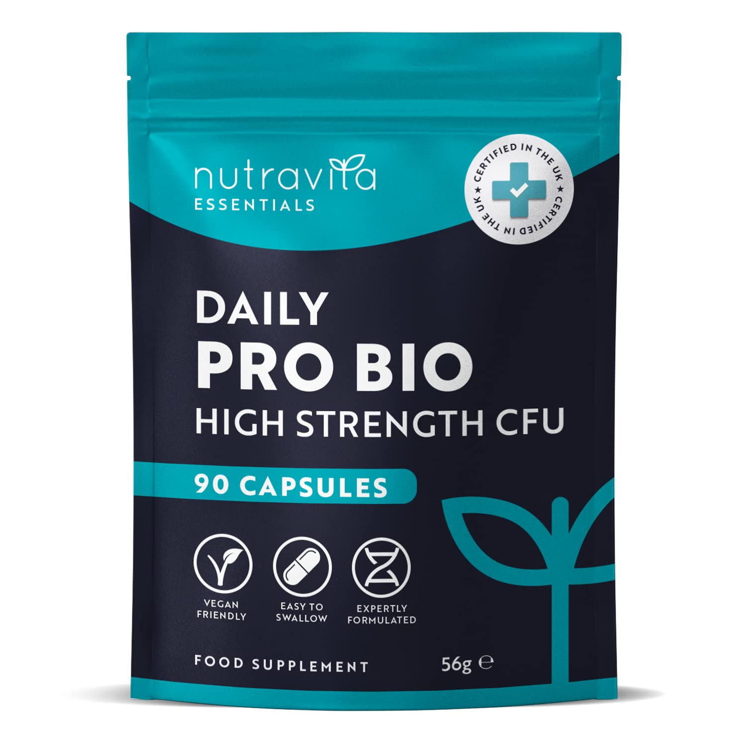 Probiotics for Gut Health - 90 Vegan Capsules (Not Tablets) for Bloating Relief 