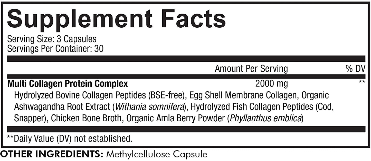 Codeage Multi Collagen Protein Capsules, Type I, II, III, V, X, Grass Fed & Hydrolyzed Collagen Pills Supplement