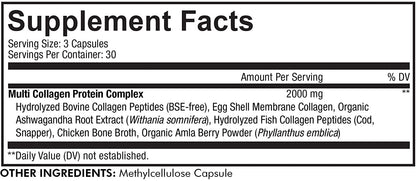 Codeage Multi Collagen Protein Capsules, Type I, II, III, V, X, Grass Fed & Hydrolyzed Collagen Pills Supplement