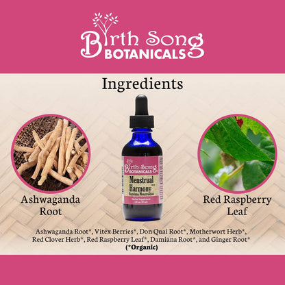 Birth Song Botanicals Menstrual Harmony Tincture, Herbal Period Symptom Support