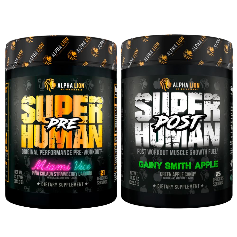 ALPHA LION Superhuman Pre Workout Powder & Post Workout Recovery Bundle