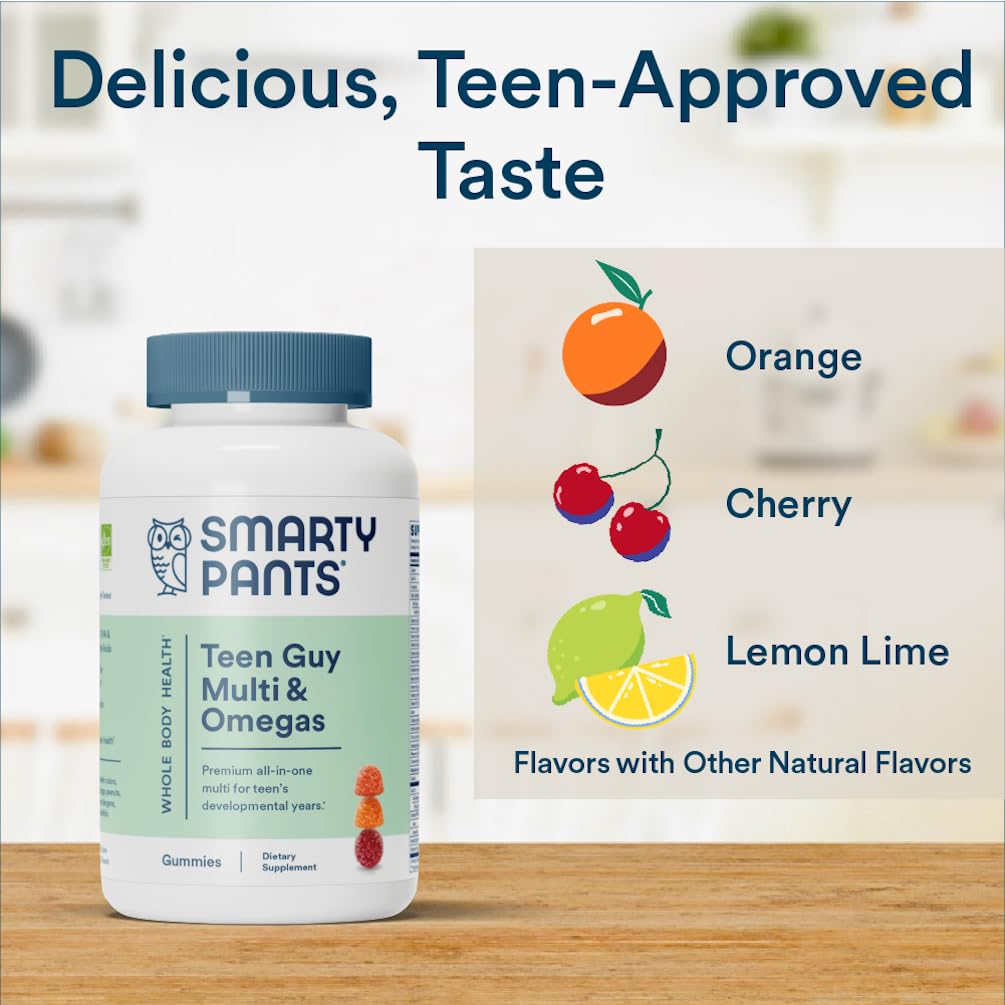 SmartyPants Teen Guy Multivitamin Gummies: Omega 3 Fish Oil (EPA/DHA), Vitamin D3