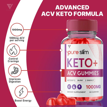 (2 Pack) Pure Slim Keto ACV Gummies, Pure Slim Keto ACV Gummies Advanced Kelly