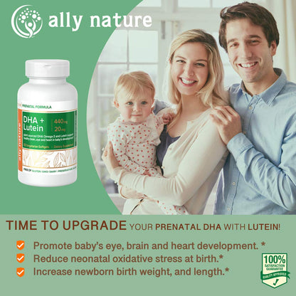 Ally Nature Vegan Prenatal DHA 440mg – Lutein 20mg For Pregnancy – Non-GMO Prenatal Multivitamin