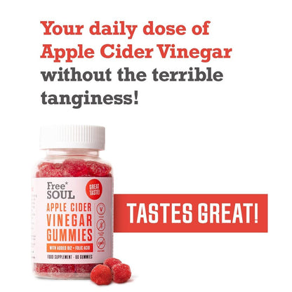 Apple Cider Vinegar Gummies with The Mother 1000mg Enhanced with Vitamin B12 & Folic