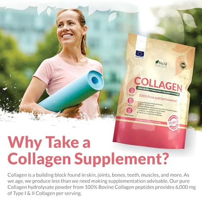 Collagen Powder 600g - 100 Servings - High Grade Pure Bovine 100% - Collagen Peptides Hydrolysate