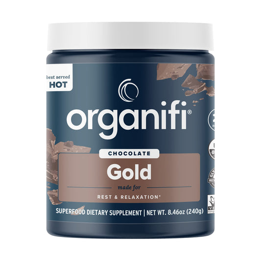 Organifi - Gold Chocolate - Superfood Supplement Powder - 20 Day Supply - Supports Rest