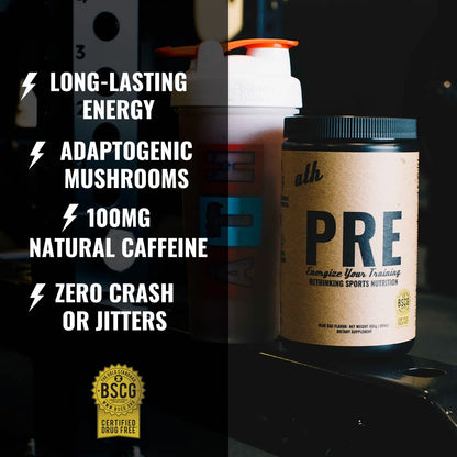 ATH PRE, Natural Plant Based Pre Workout, Low Caffeine, Low Stim, Pump, Clean Ingredients (Blue Raz)