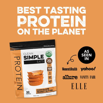 Clean Simple Eats Chocolate Peanut Butter Whey Protein Powder, Natural Sweetened