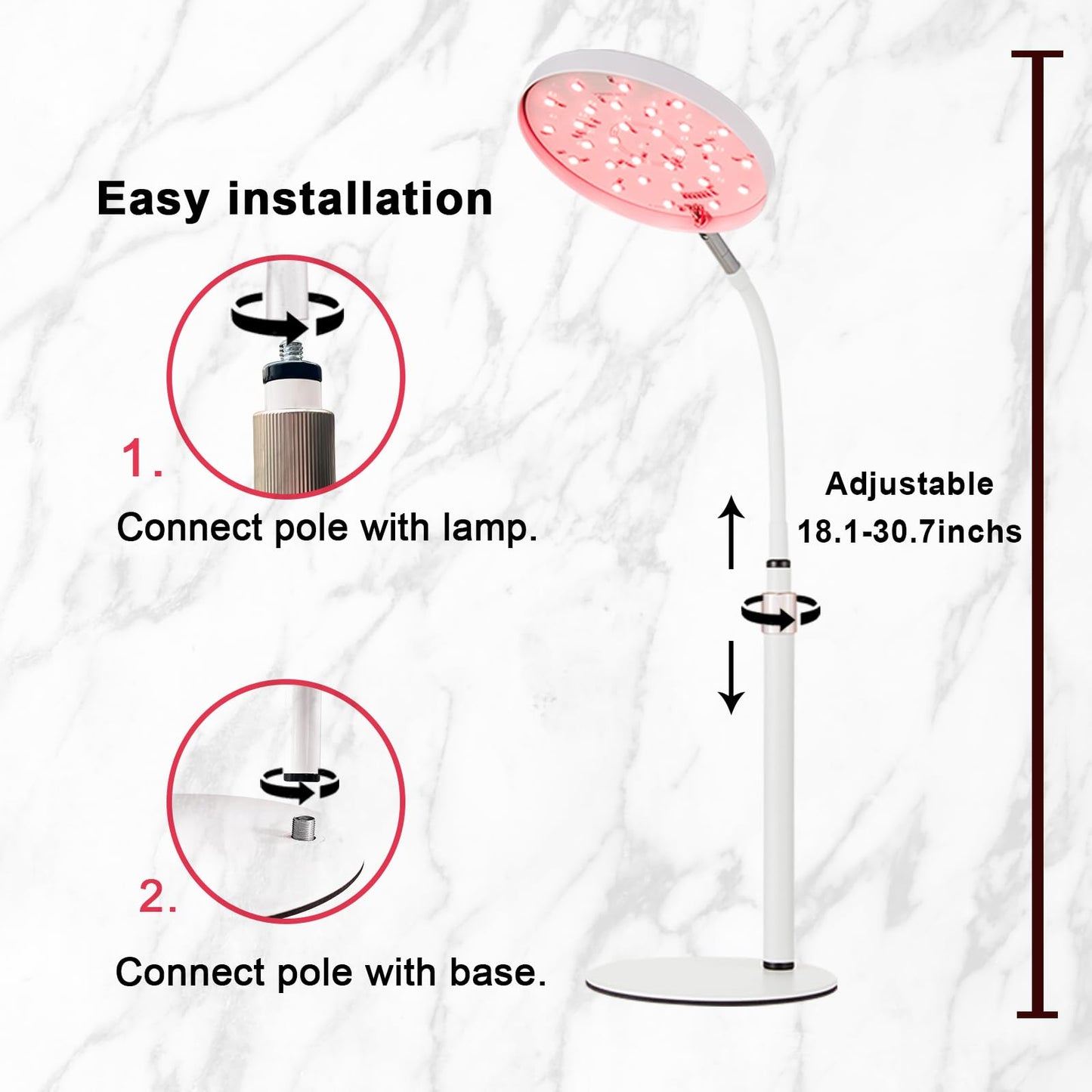 Akarishin Red Light Therapy Lamp for Face- Facial and Body Treatment with Adjustable Height Stand