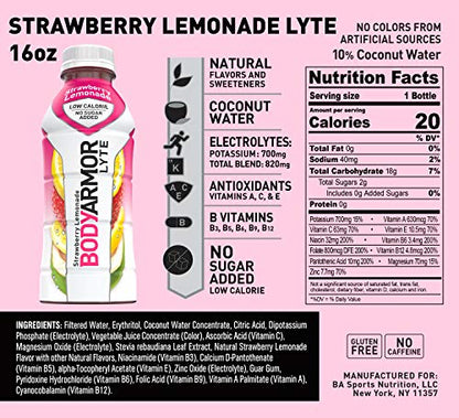 BODYARMOR LYTE Sports Drink Low-Calorie Sports Beverage, Strawberry Lemonade