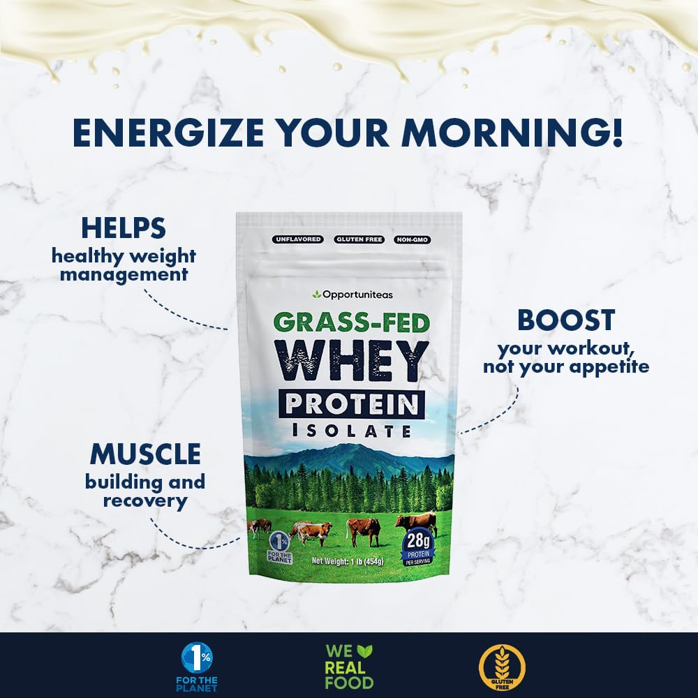 Opportuniteas Grass Fed Whey Protein Isolate Powder - Unflavored Whey Protein Isolate