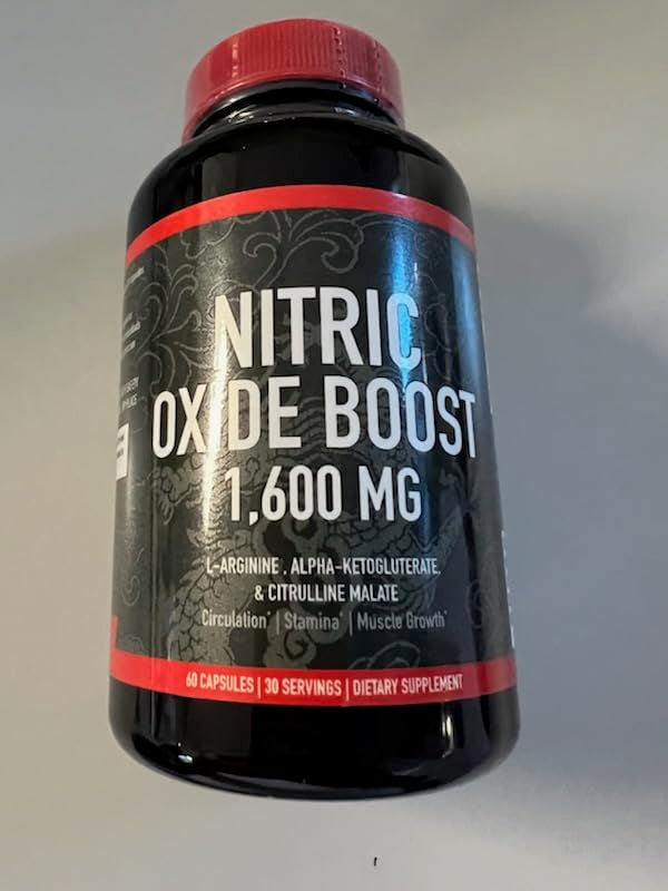 Double Dragon Organics Nitric Oxide Booster Supplement, 1600mg Extra Strength L-Arginine