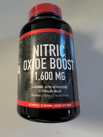 Double Dragon Organics Nitric Oxide Booster Supplement, 1600mg Extra Strength L-Arginine