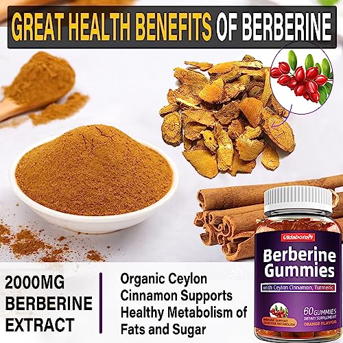 Berberine Gummies with Ceylon Cinnamon 2000mg High Potency Berberine HCI Supple