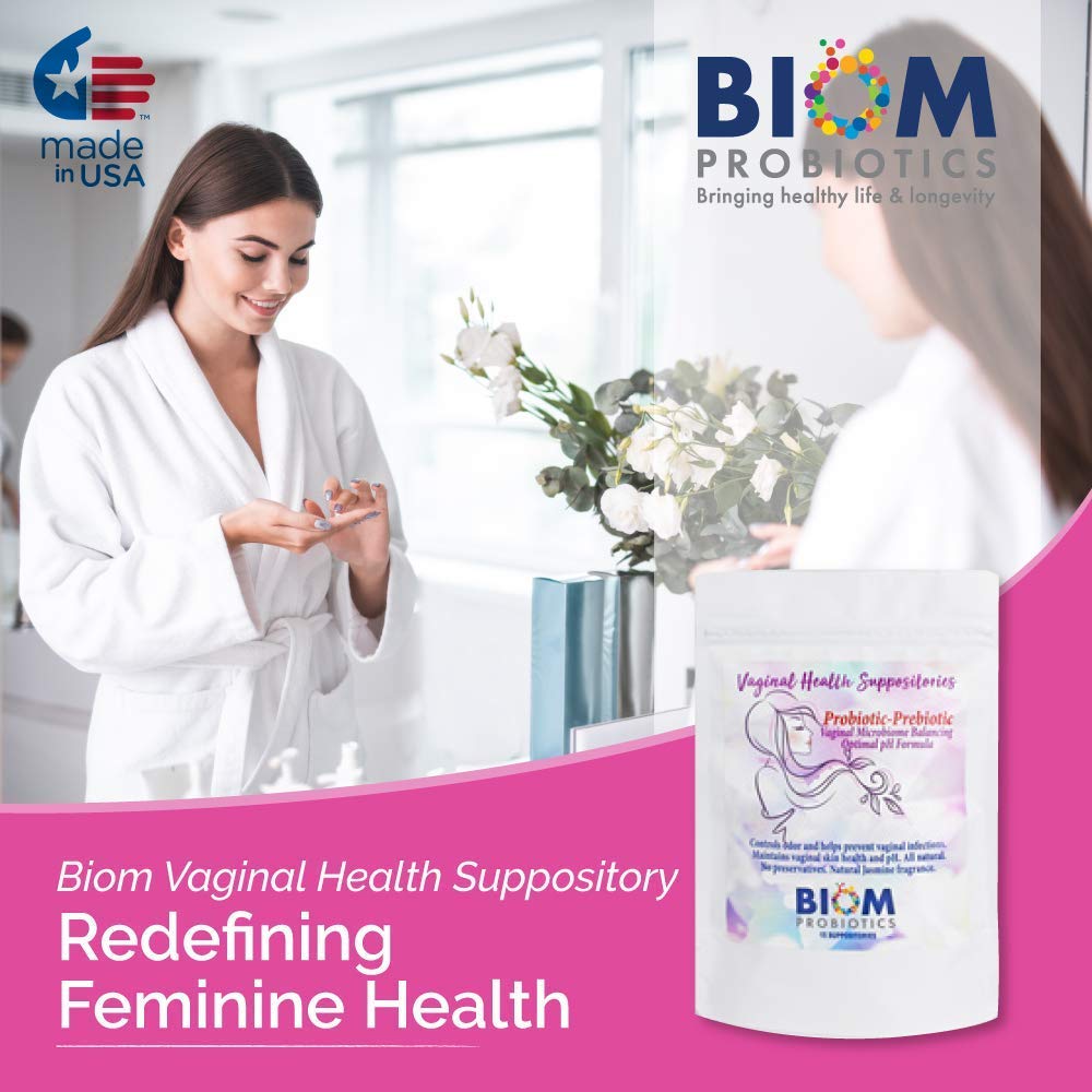 Biom Vaginal Probiotic Suppository: Natural Vaginal pH and Odor Control Regimen; Balance